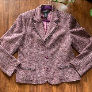 Norton McNaughton Maroon/Multicolor Tweed Blazer